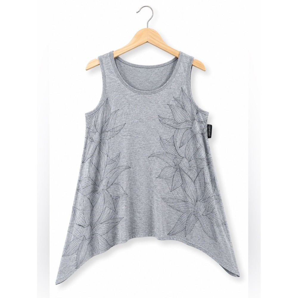 Old Navy Girls Tank Top‎ Size 5 Gray Black Leaves Floral Dark Charcoal Gray NEW